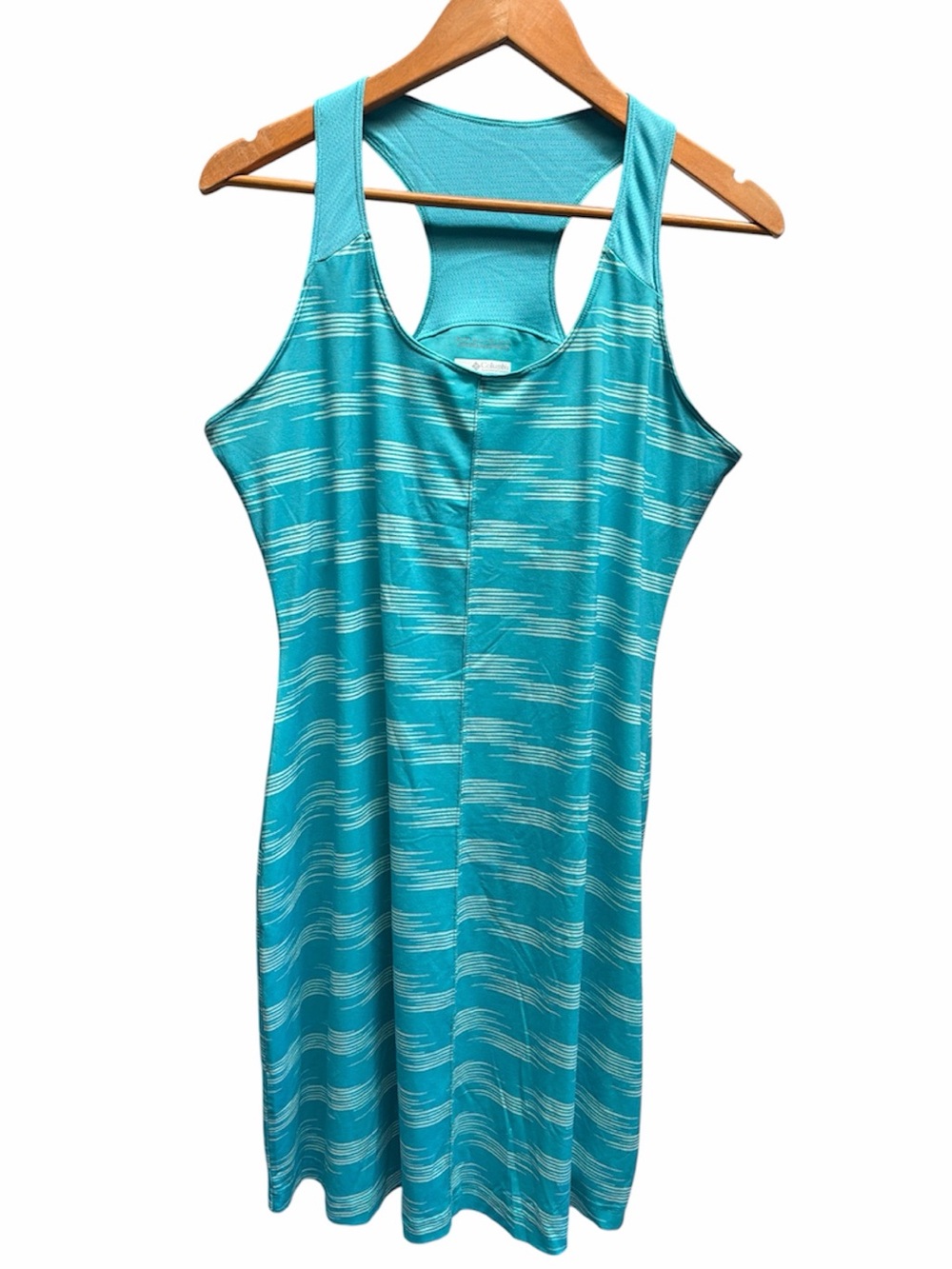 Columbia OMNI-WICK Advanced Evaporation Turquoise Striped Racerback Dress size L